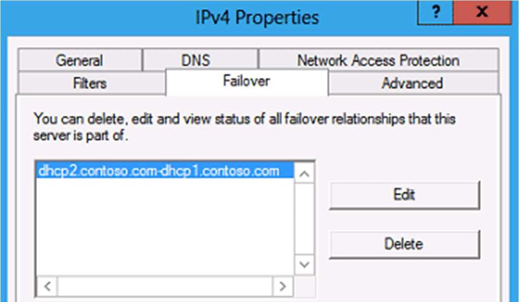 4. Click Edit and review properties of the failover relationship that are available to edit. 5. Leave the dialog box open for the following procedure.
