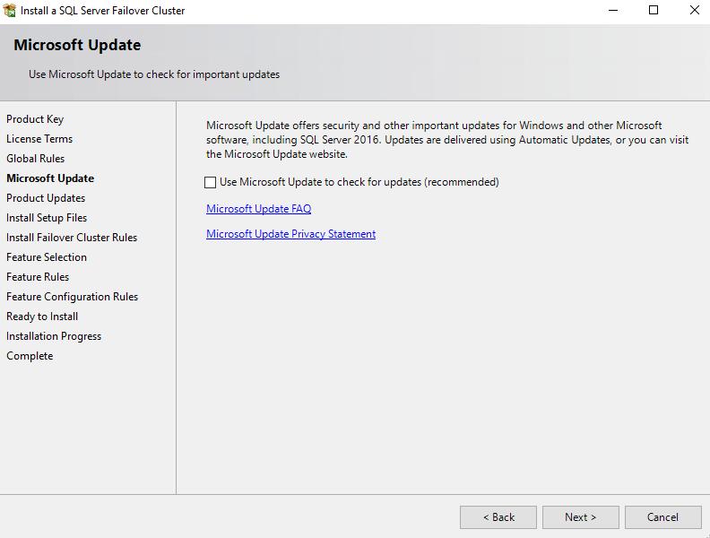 6. On the page that appears, you can select the checkbox Use Microsoft Update to Check for Updates.