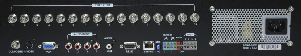 DHU500 Series - Back 7 8 9 10 11 7. AUDIO OUT - Connect the Audio OUT to the AUDIO IN on an DVR or Monitor. 8. RS232 PORT - Connection for an RS-232 Device. * Not available on 4-Channel DVR Model. 9. ETHERNET PORT - Connects the DVR to a router for connection to the internet.