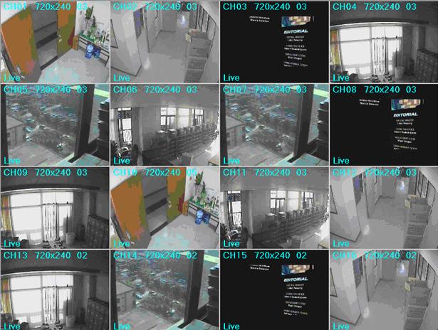 Channels Window Channels Window Displays all Active Cameras. Inactive cameras or unavailable channels will be displayed in blue.