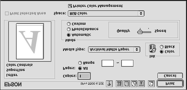 3-2 Printing with EPSON Drivers for Macintosh 3. Select the way you want the printer to load paper from the Paper Source list. Auto Select Lets the printer select which paper tray to load from.