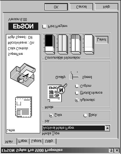 4-2 Printing with EPSON Drivers for Windows Note A dialog box like the following appears: If you need more information about print options, you can click the Help button on any dialog box.