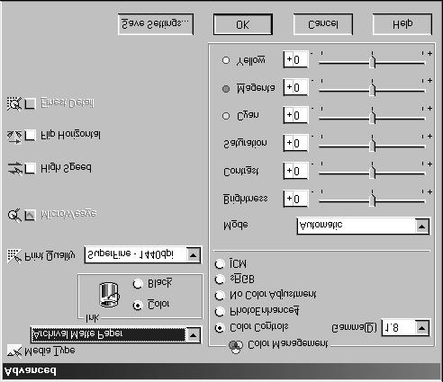 4-6 Printing with EPSON Drivers for Windows You see a dialog box like the following: when you choose PhotoEnhance4, you see a different set of options on the lower part of the screen 3.