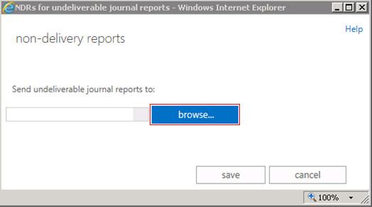 6. In the non-delivery reports window, click browse: 7.