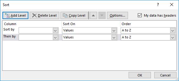 4.2 Sorting on Column (by Row) You can sort on as many as three columns at once. 1.
