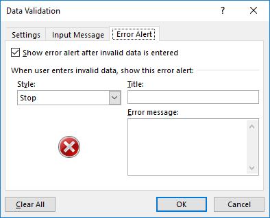 1 Input Message This type of message appears as soon as a user clicks the validated cell. You can use it to provide instructions about the type of data you want entered in the cell. 6.2.