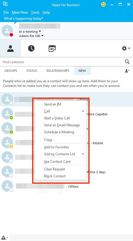 If you right-click on a contact there are several options