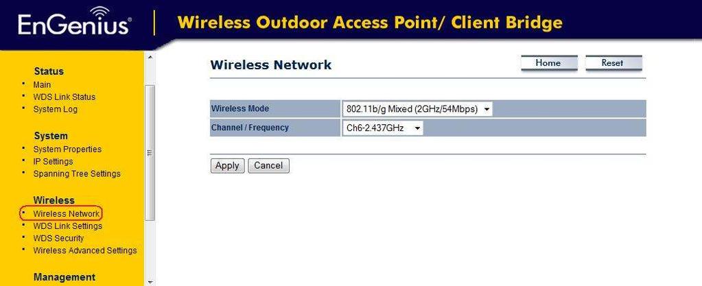 Wireless Channel/Frequency Wifi devices must be on the same Wireless Channel to communicate.