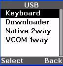 -- or -- Select Downloader to use the HE45T in a download mode with a USB cable. -- or -- Select Native 2way to use the HE45T in a bidirectional communication mode with a USB cable.