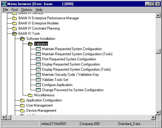 To istall BAAN IV for DB2 Uiversal Database 3 Choose Software Istallatio i the BAAN IV Tools package.
