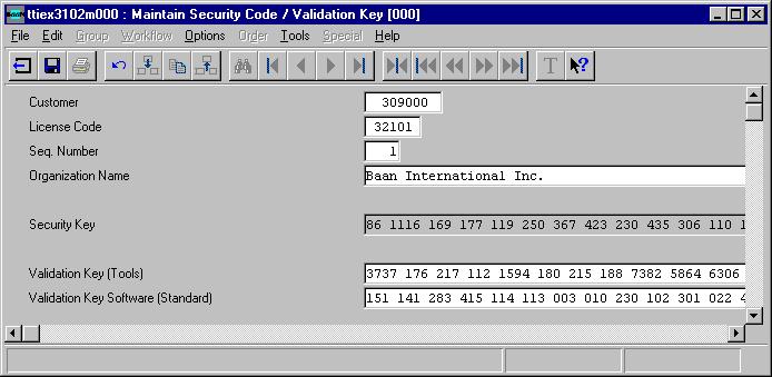 To istall BAAN IV for DB2 Uiversal Database 25 Choose the Maitai Security Code/Validatio Key (ttiex3102m000) sessio i the Validatio folder. The system asks for a password.