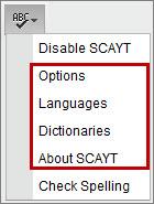 Spell Check As You Type When you enable Spell Check As You Type (SCAYT), the spell checker tool will mark misspelled words immediately after you write it with a red wavy line underneath