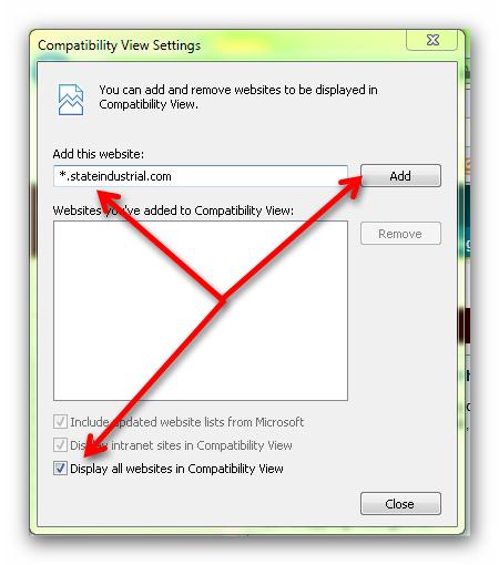 com to the Compatibility View websites list, or select Display