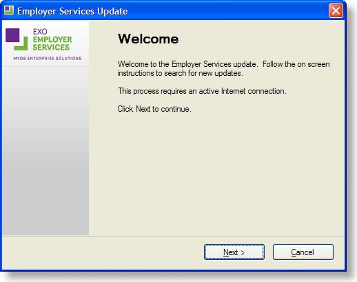 Installation Installing MYOB EXO Employer Services Before Upgrading Before installing this upgrade: Ensure that there are no open pays within the system (either Current Pays or One Off Pays).