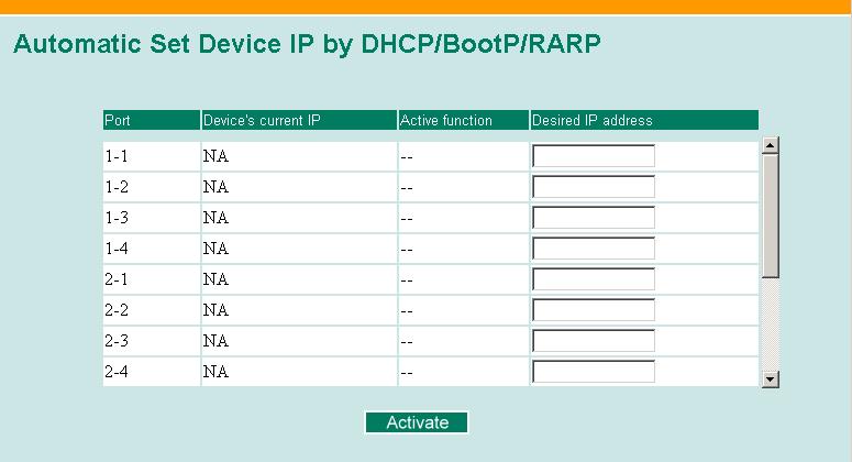 Each time the connected device is switched on or rebooted, the EDS-828 sends the device the desired IP address.