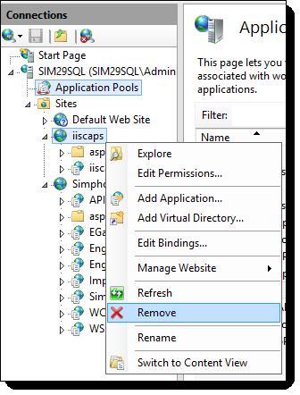 Post-Upgrade Steps for CAPS on IIS for Simphony 2.9 Users Figure 1-7 IIS CAPS Site 3.