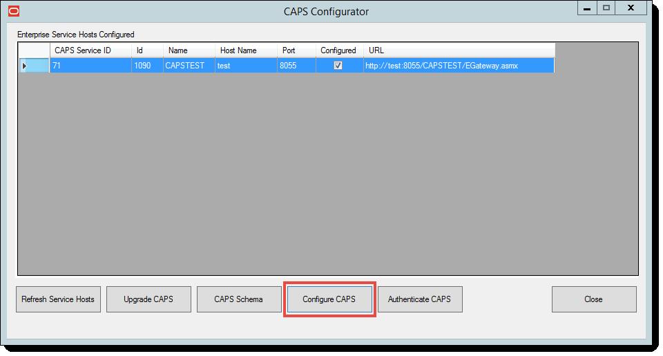 Post-Upgrade Steps for CAPS on IIS for Simphony 2.9 Users Figure 1-12 CAPS Configurator Tool Step 5 - Stop IIS 7.