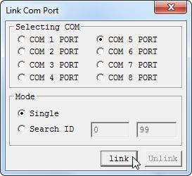 5. Select the COM port obtained from section 3, and