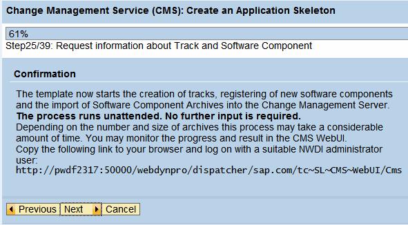 NWDI CMS Update is performed. A new track is created with the new software component for development.