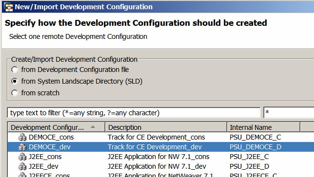 Service). 2. Now the developer can import the new development configuration into his CE IDE. Select the icon to start the wizard for importing development configurations.