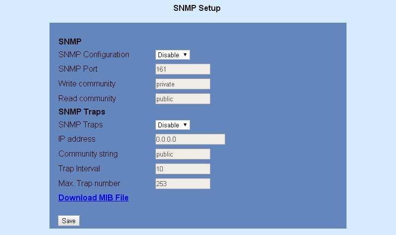 SNMP traps are sent if: event occurs (status change) on Digital Input; restart condition. 8.