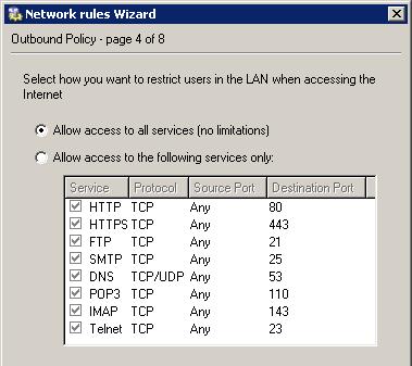 6 Network Policy Wizard rules for outgoing traffic VPN Server policy (Step 5) check Yes, I want to use Kerio VPN to create traffic rules that will enable
