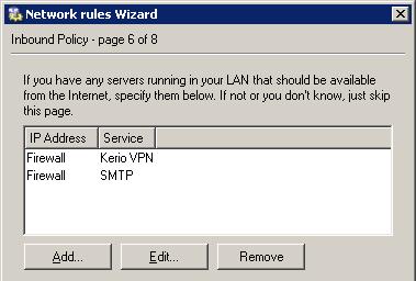 8 Network Policy Wizard mapping of SMTP server