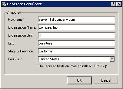 8 Filial creating of the VPN server s SSL certificate 2.