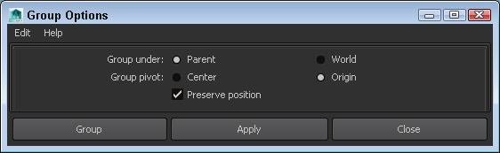 These Options dialog boxes, such as the Group Options dialog box shown in Figure 1-3, include parameters that you can change.