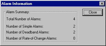 CHAPTER 8 Alarms A summary of alarm information is available by selecting the Display Information on Alarms button from the toolbar.