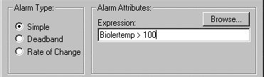 CHAPTER 8 Alarms Alarm Attributes The attributes for an alarm are defined according to its type, as this defines when an alarm reacts.