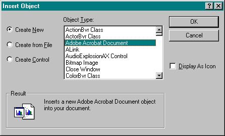 APPENDIX B Obsolete Features 1, 2, 3 1. Click on the page in which the object is to be inserted. 2. Click the Insert OLE Object button.