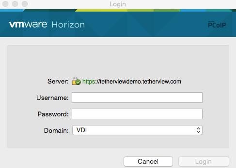 STEP 4b: Launch VMware Horizon Client Add a new server to your client (+) www.companyname.tetherview.