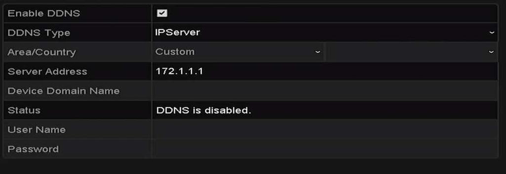 Figure 11. 4 IPServer Settings Interface DynDNS: 1) Enter Server Address for DynDNS (i.e. members.dyndns.org).