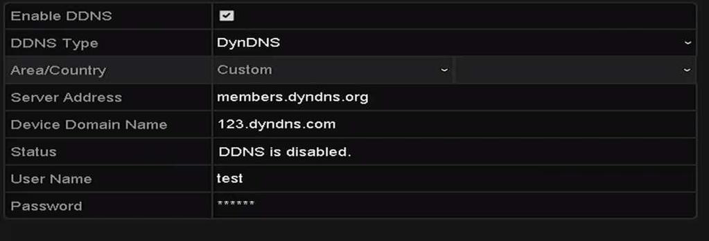 3) Enter the User Name and Password registered in the DynDNS website. Figure 11.