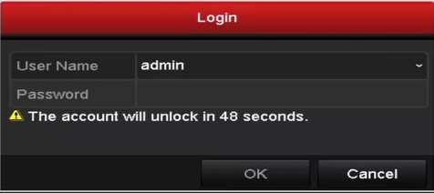 In the Login dialog box, if you have entered the wrong password for 7 times, the current user account will be locked for 60 seconds. Figure 2.