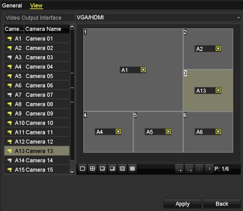 Figure 3. 9 Live View- Camera Order 2) Click a window to select it, and then double-click a camera name in the camera list you would like to display.