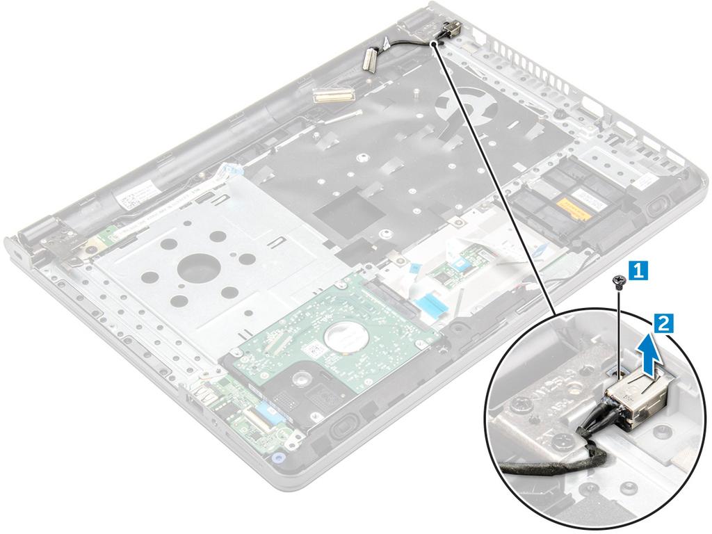 a b c d e hard drive assembly base cover keyboard optical drive battery 4 Follow the procedure in After working inside your computer.
