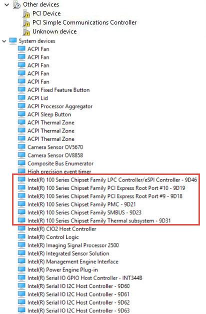 Intel chipset drivers Before installation After installation Graphics card