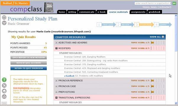 17 3. To see a student s Personalized Study Plan, click the Personalized Study Plan button.