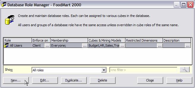 Figure 9 4. Click New. The Create a Database Role dialog box appears. 5.