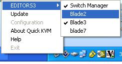 Performing A Switch Switching a C/Port from Blade to Blade is the core functionality of Quick KVM. To view the Quick KVM menu, right-click on the ClearCube icon in the system tray.