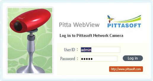 Pitta IP Utility and Pitta Web View Pitta WebView Log-in Pitta WebView is the role of each camera's homepage. Set the camera or live view is possible through the internet.