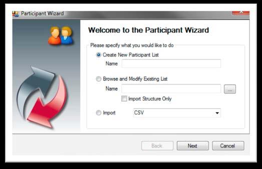 6 CREATING CLASSES STEP 1: Click the Participants tab. STEP 2: Click the Participant Wizard icon (top left).