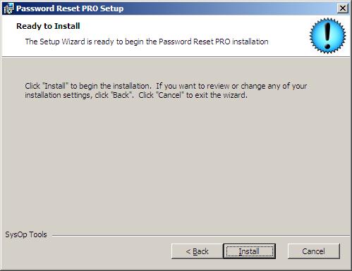 6. Choose Install to begin the