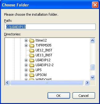 you must type in the entire path and folder name where the software is to be installed. Click OK in the Choose Folder screen and then NEXT in the Choose Destination screen. 11.