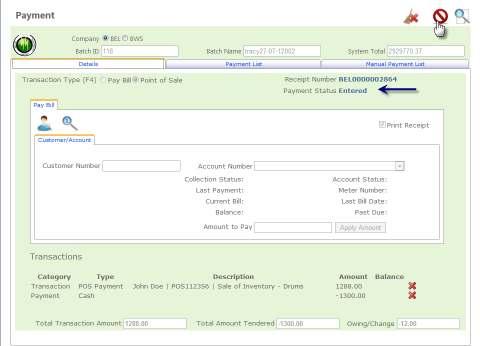 4. The payment detail is loaded on the details tab of the page.