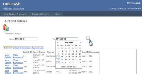 4. A Search by Date Range form appears. Enter the From Date and To Date.