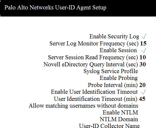 4 A. Enable Security Log B. Server Log Monitor Frequency (sec) C. Enable Session D.