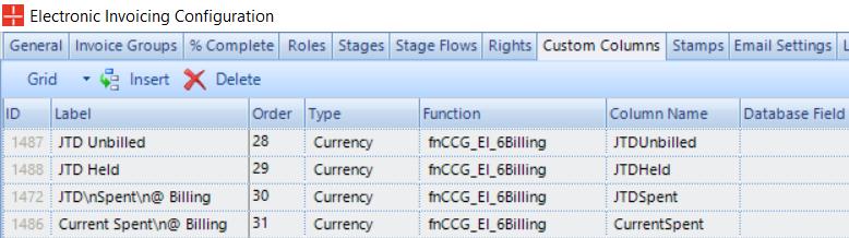 The EI configuration entries then look like this: Each column